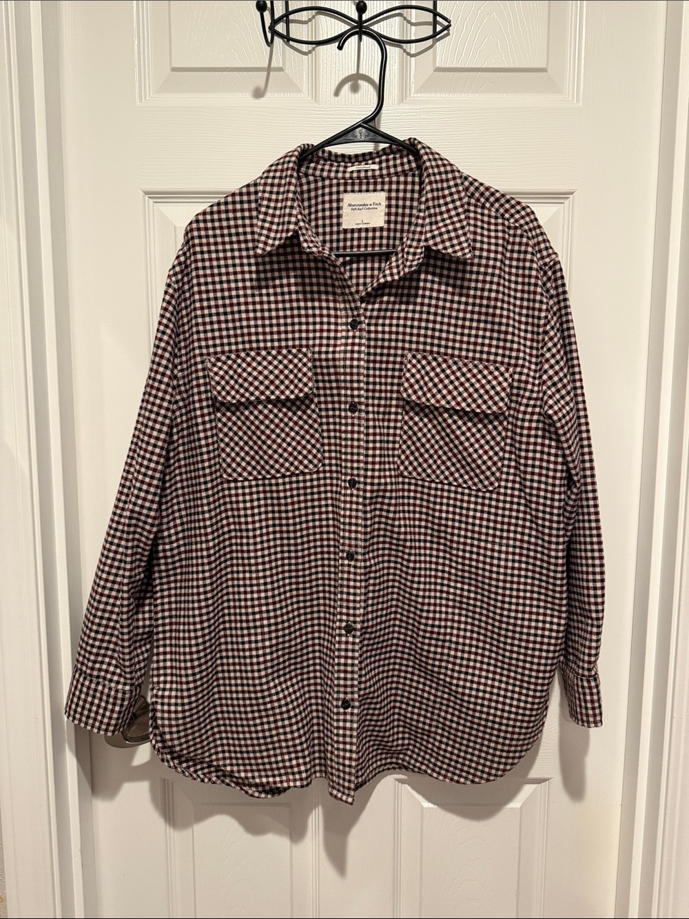 Abercrombie & Fitch Red Black White Check Button-Down Shirt